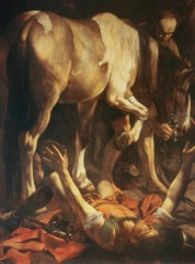 21. La conversione di San Paolo, (1600-1601) 237 × 189 cm, Santa Maria del Popolo, Cappella Cerasi, Roma.