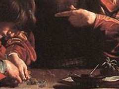 30. La vocazione di Matteo”, (1599-1600) 322 × 340 cm, Chiesa di San Luigi dei Francesi, Cappella Contarelli, Roma.