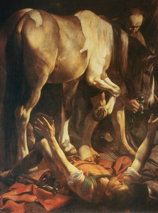 “La conversione di San Paolo”, (1600-1601) 237 × 189 cm, Santa Maria del Popolo, Cappella Cerasi, Roma.