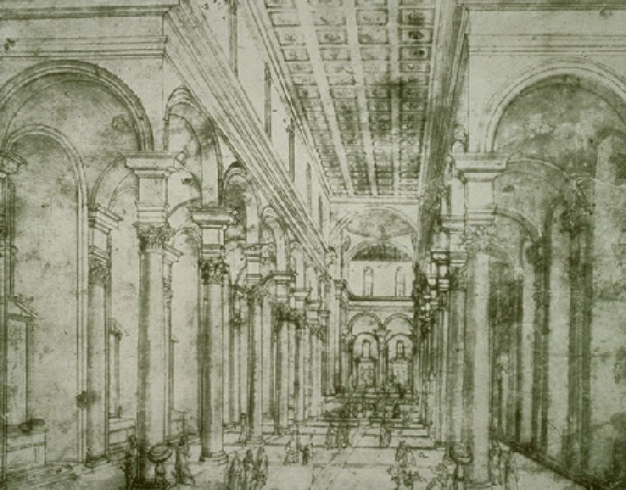 Filippo Brunelleschi, Perspective Drawing of Santo Spirito, 1428